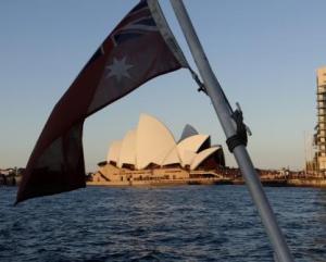 The Sydney Opera House as we ferry around the harbour